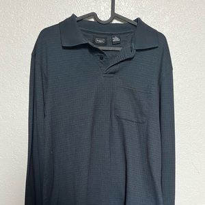 haggar dark teal quarter button textured shirt